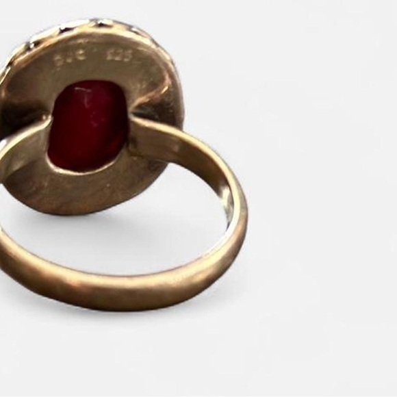 BJC Samuel Benham Vintage Ruby Gemstone Oval Sterling Silver Ring size 7 - Picture 5 of 5